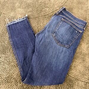 Rag & Bone Yesler Skinny Jeans Womens 30 Blue Medium Wash Raw Hem W1590K510YES